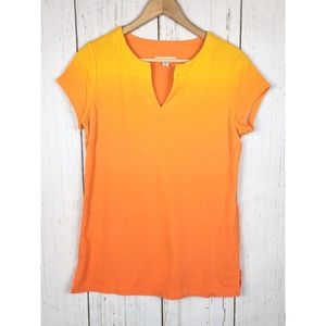 Isaac Mizrahi Live! Ombre V Neck Top
